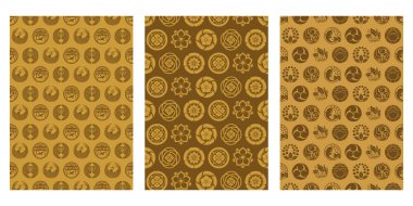 Japon Altın Çan Kuşu, Balık, Kelebek, Yaprak, Çiçek Soyut Vektör Arkaplan Koleksiyonu