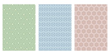 Japon Altıgen Çiçeği Soyut Vektör Arkaplan Koleksiyonu