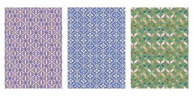 Japon Çiçek Motifi Soyut Vektör Arkaplan Koleksiyonu