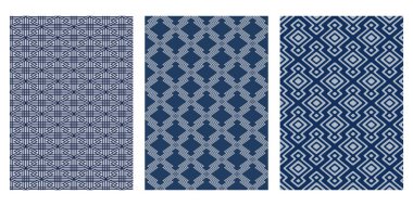 Japon Indigo Zigzag Geometrik Soyut Vektör Arkaplan Koleksiyonu