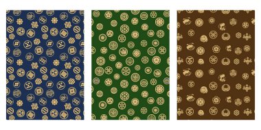 Japon Altın Zili Soyut Vektör Arkaplan Koleksiyonu