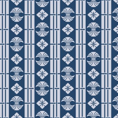 Japon Çizgili Çiçek Vektörü Kusursuz Desen