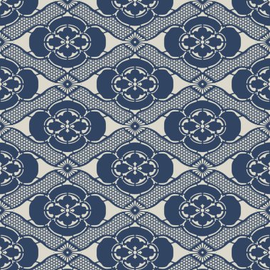 Japon Çiçek Yaprağı Vektörü Kusursuz Desen