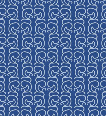 Japon Kabilesi Mavi Kıvrımlı Vektör Kusursuz Desen