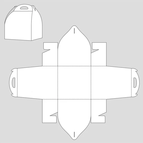 Ciasto Piekarnia Zakrzywione Pudełko Szablonem Uchwytu — Wektor stockowy