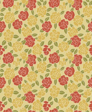 Japon Şirin Gül Vektörü Kusursuz Desen