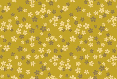 Japon Altın Kiraz Çiçeği Vektörü Kusursuz Desen