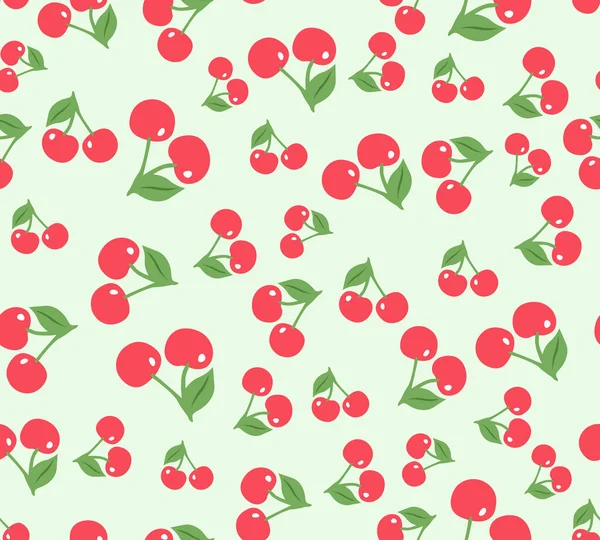 Japonês Bonito Cherry Fruit Vector Padrão Sem Costura —  Vetores de Stock