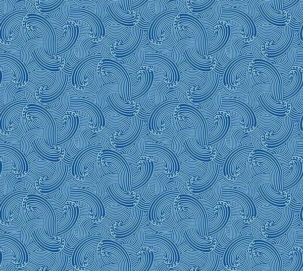 Japonês Swirl Ocean Wave Vector Padrão Sem Costura — Vetor de Stock