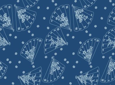 Japon El Fan Vektörü Kusursuz Desen