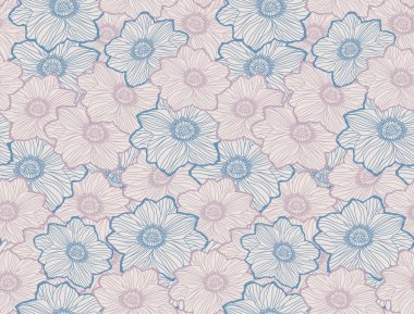 Japon Çizgisi Sanat Çiçeği Vektörü Kusursuz Desen