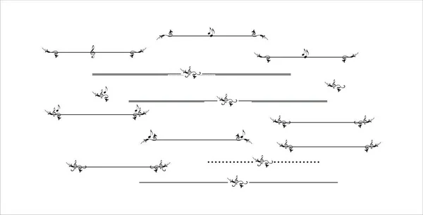 Ligne Décorative Élégante Délimiteur Avec Des Éléments Musique — Image vectorielle