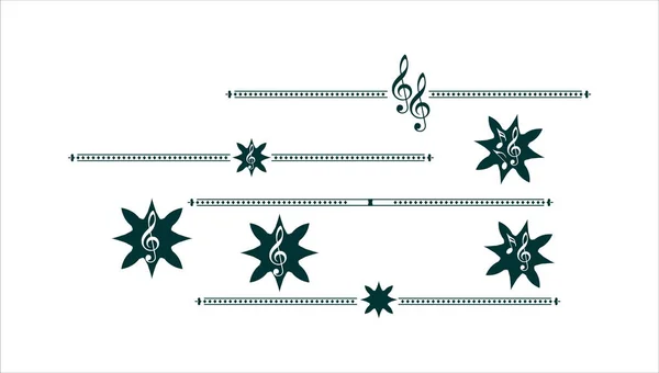 Elementos Decorativos Estrellas Música — Archivo Imágenes Vectoriales