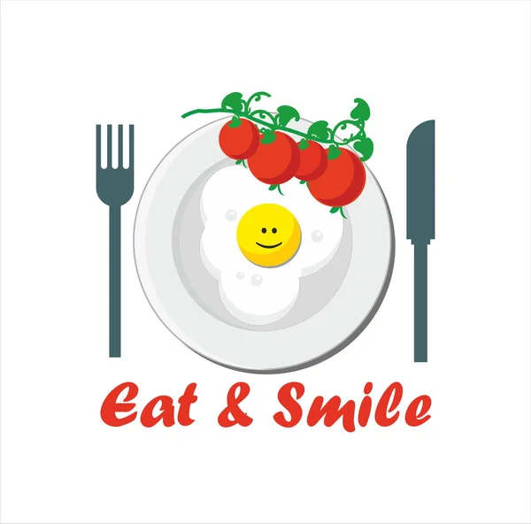 Body Positive Idea Fried Egg Cherry Tomato — ストックベクタ
