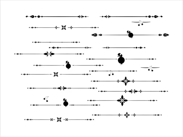 Diviseurs Décoratifs Élément Rupture Texte Serti Baies Fleurs — Image vectorielle