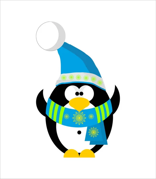 Pingouin Vêtements Hiver Chapeau Écharpe — Image vectorielle