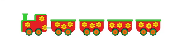 Dibujos Animados Niños Tren Rojo — Vector de stock