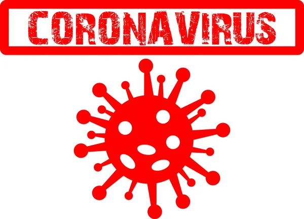 Simbol Dan Prasasti Ikon Merah Coronavirus - Stok Vektor