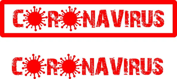 Simbol Ikon Coronavirus Dan Tulisan Merah - Stok Vektor