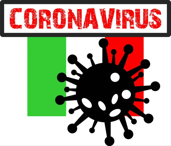 Coronavirus Dalam Simbol Ikon Italia Dan Bendera Italia - Stok Vektor