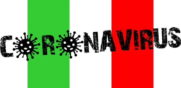  İtalya 'da Coronavirus simgesi ve İtalyan bayrağı