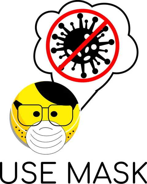コロナウイルスのアイコン 医療用マスクの顔 ウイルスからの保護 — ストックベクタ