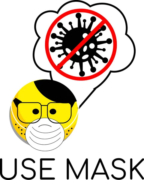  Coronavirus simgesi, tıbbi maskeli yüz, virüsten korunma
