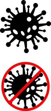 Coronavirus karantinası kırmızı ve siyah grafik simgesi 