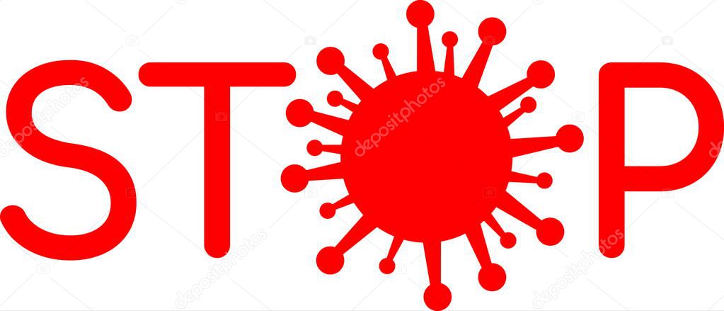 Stop coronavirus red icon