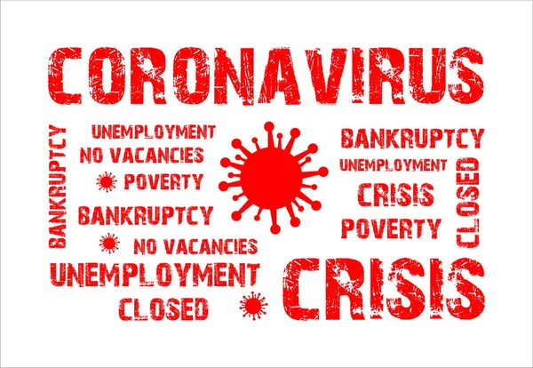 Coronavirus Consequences Results Crisis Unemployment Economic Problem Concept Symbol — Stock Vector