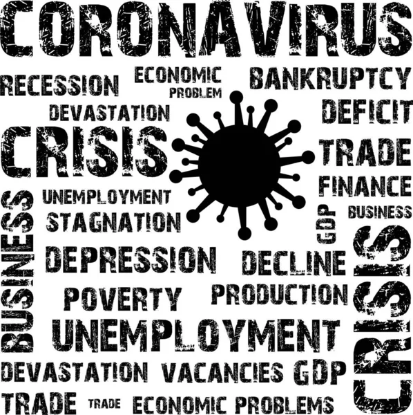 Hasil Coronavirus Masalah Ekonomi Perangko Kata Prasasti Simbol - Stok Vektor
