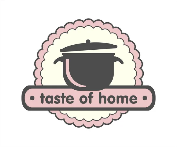 Sabor Del Hogar Logotipo Cocina Casera Icono Cacerola — Vector de stock