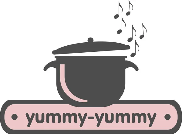 Lezzetli ve lezzetli mutfak logosu, pan simgesi 