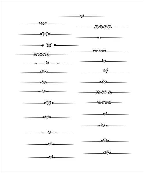 Elementos Decorativos Gráficos Con Mariposa Saltos Texto Delimitador Conjunto Líneas — Archivo Imágenes Vectoriales