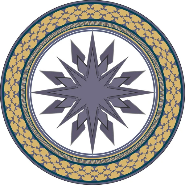 Marco Redondo Decorativo Mandala Roseta — Vector de stock