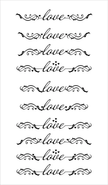Inscripción Amor Con Elementos Rizo Decorativos — Archivo Imágenes Vectoriales