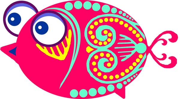 Peces Decorativos Dibujos Animados Violeta Con Ojos Grandes — Vector de stock