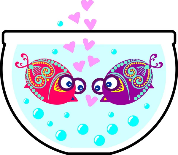 Декоративні Фіолетові Рибки Акваріумі — стоковий вектор