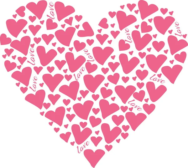 Coração Rosa Decorativo Com Inscrição Amor — Vetor de Stock