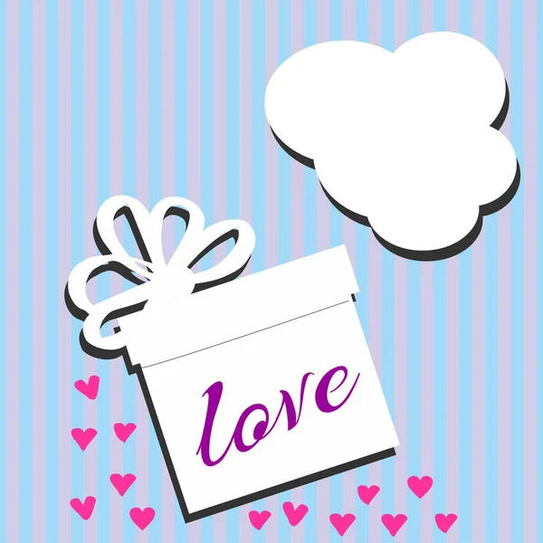 Cartão Postal Convite Com Caixa Presente Corações Amor Inscrição —  Vetores de Stock