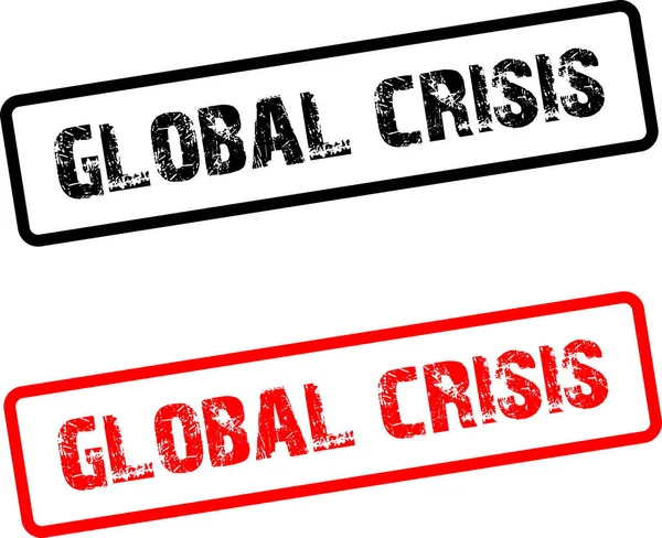 Inscrição Carimbo Crise Global Ícone Vermelho Preto — Vetor de Stock
