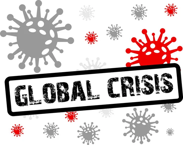 Crise Global Inscrição Carimbo Coronavírus Ícone Vermelho Preto — Vetor de Stock
