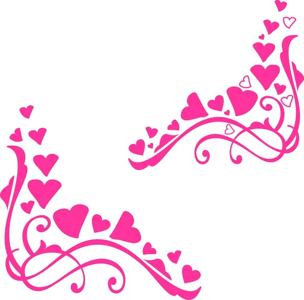 Rincón Decorativo Con Corazones Rosas — Vector de stock