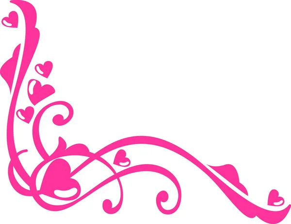 Angolo Decorativo Con Cuori Rosa — Vettoriale Stock