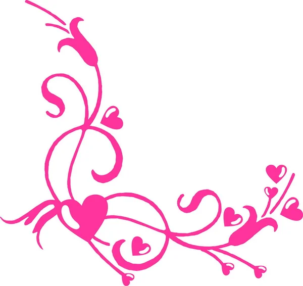 Διακοσμητική Φλοράλ Γωνία Ροζ Καρδιές — Διανυσματικό Αρχείο