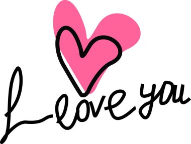 Dekoratif çizim. Kalbini yazıyla çiz. Seni seviyorum.