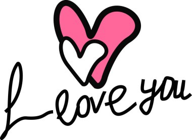 Dekoratif kalp çizimi seni seviyorum.