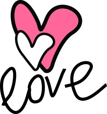 Dekoratif kalp çizimi yazıt sevgisiyle çıkarıldı