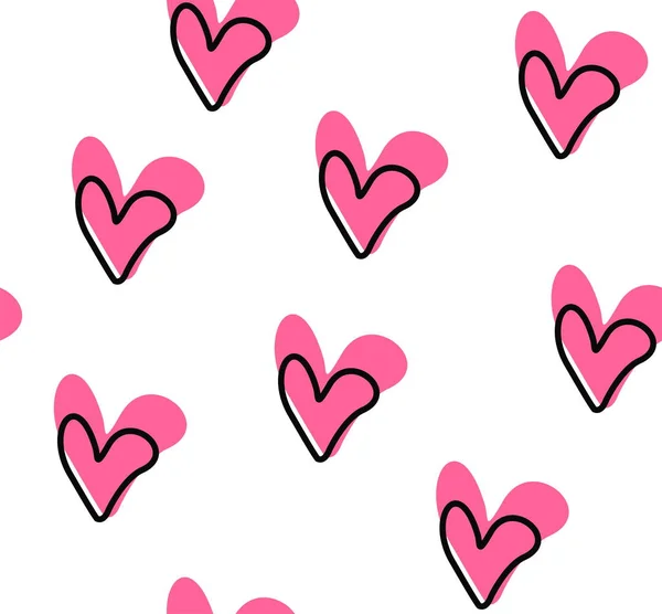 Бесшовный Фон Декоративным Рисунком Розовые Сердца — стоковый вектор