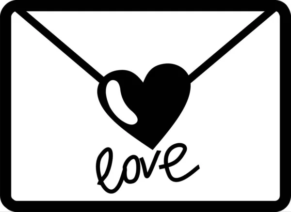 Umschlag Mit Herzsymbol Liebesmeldung Konzept Liebeserklärung Vector Schwarze Mail Nachricht — Stockvektor